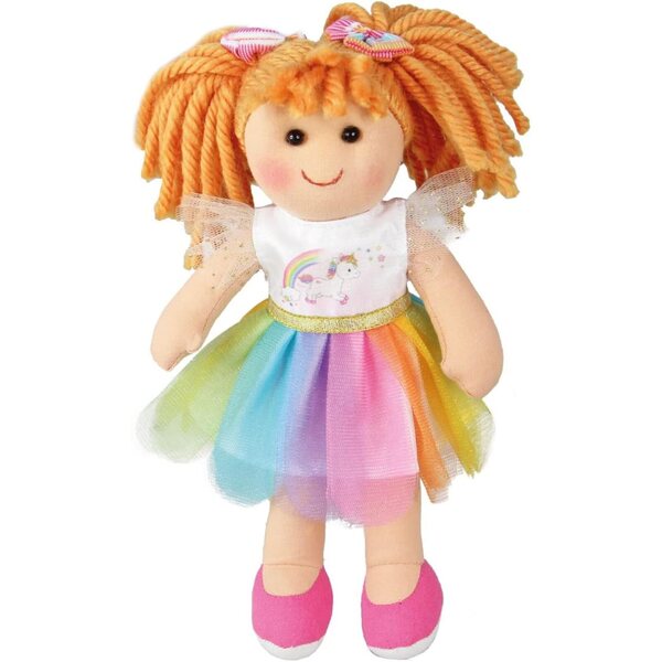 Heless Puppenkleid 20-25 cm mit Einhorn Henri, Regenbogentüll und goldenen Details