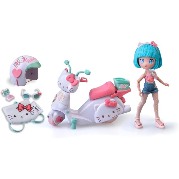 Hello Kitty Pretty Pink Scooter – 19,5 cm große japanische Puppe mit Modeaccessoires