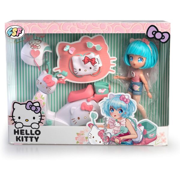 Hello Kitty Pretty Pink Scooter – 19,5 cm große japanische Puppe mit Modeaccessoires