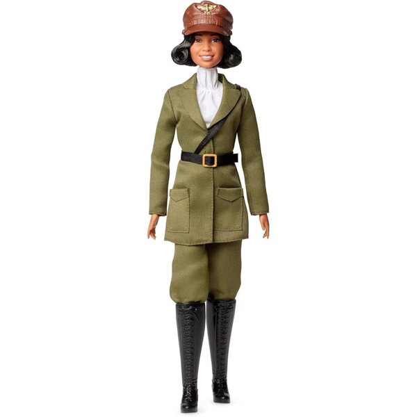 Barbie Bessie Coleman, afroamerikanische Flugpionierin mit Pilotenzug und Zubehör