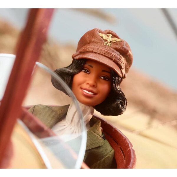 Barbie Bessie Coleman, afroamerikanische Flugpionierin mit Pilotenzug und Zubehör