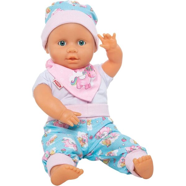 Heless Bekleidungsset für Puppen 28-35 cm mit Einhorn-Emil-Hose, Mütze und Schal
