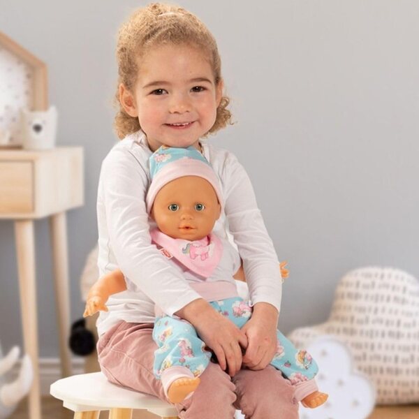 Heless Bekleidungsset für Puppen 28-35 cm mit Einhorn-Emil-Hose, Mütze und Schal