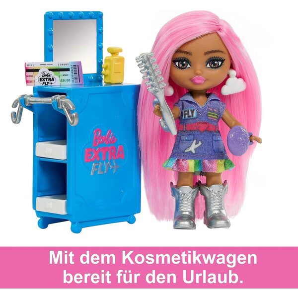 Barbie Extra Fly: Luxuriöses rosa Flugzeug mit Mini-Puppe und 15 Reisezubehörteilen