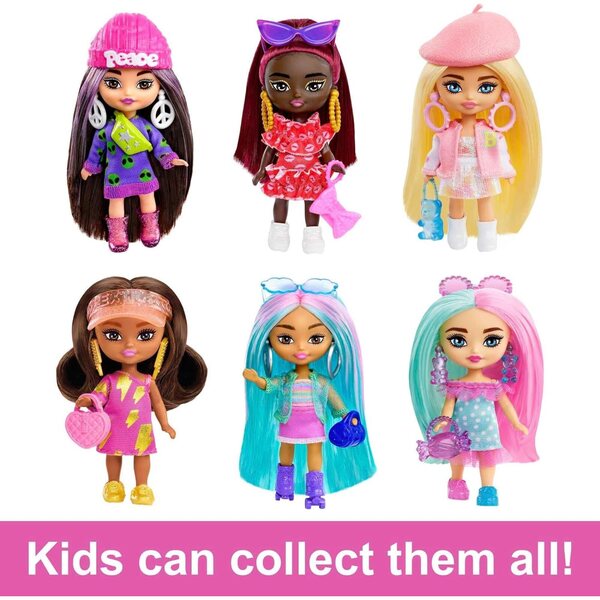 Barbie Extra Mini Minis Puppe mit Zubehör für Kinder ab 3 Jahren – rotes Outfit und rote Haare