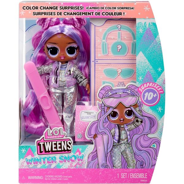 LOL. Überraschung! Violet Snow: Winter-Tween-Puppe mit farbwechselnden Skiern und mehr als 10 Zubehörteilen