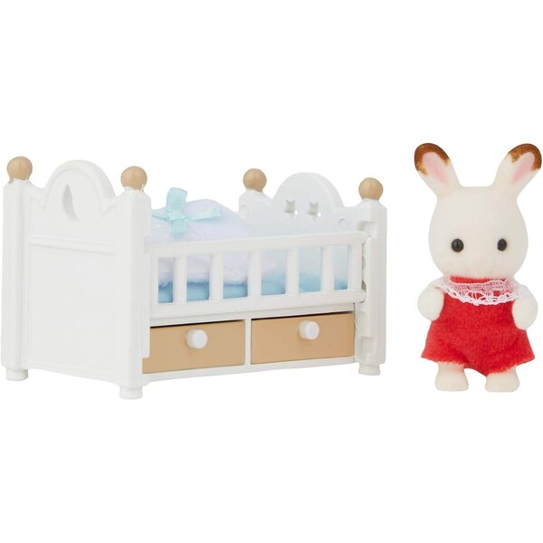 Sylvanian Families 5017 Baby Schokoladenhase mit Kinderbett und Zubehör für Puppen