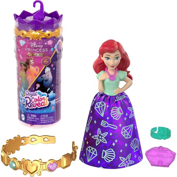 Mattel Disney Princess Royal Color Reveal: piccole bambole con 6 sorprese da scoprire