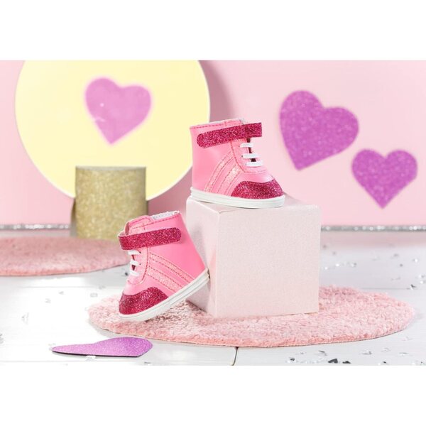 BABY born Sneakers rosa per bambole 43 cm con glitter e chiusura a strappo