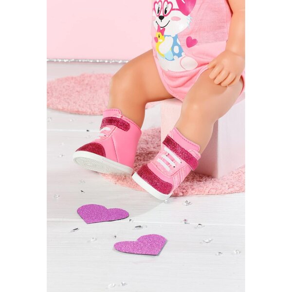 BABY born Sneakers rosa per bambole 43 cm con glitter e chiusura a strappo
