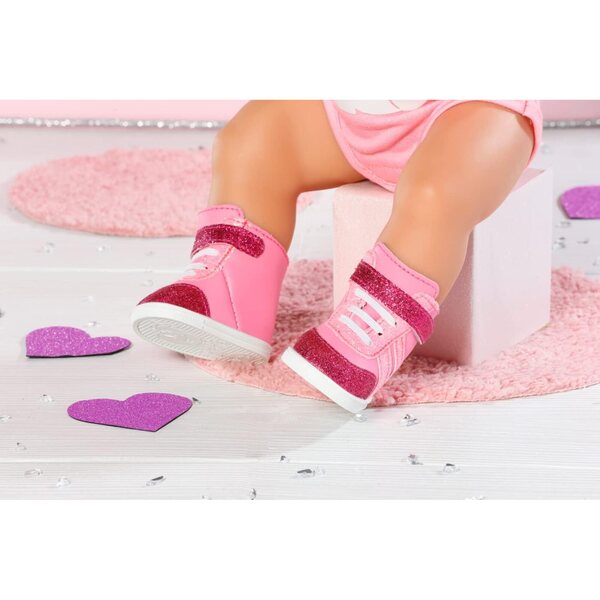 BABY born Sneakers rosa per bambole 43 cm con glitter e chiusura a strappo
