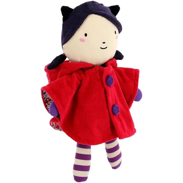 Petitcollin Stoffpuppe Rotkäppchen 28 cm, weich und flauschig, für Kinder ab 10 Monaten