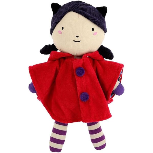 Petitcollin Stoffpuppe Rotkäppchen 28 cm, weich und flauschig, für Kinder ab 10 Monaten