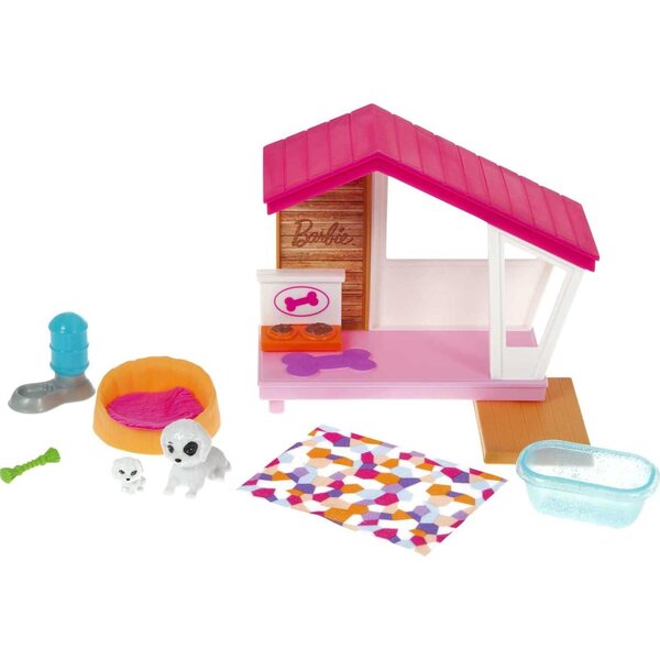 Barbie Mini Gioco con 2 Cuccioli, Casetta e Accessori - Età 3-7 Anni