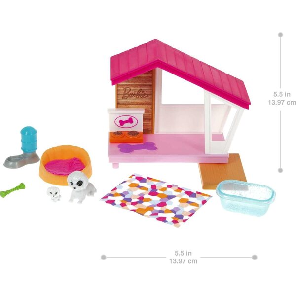 Barbie Mini Gioco con 2 Cuccioli, Casetta e Accessori - Età 3-7 Anni