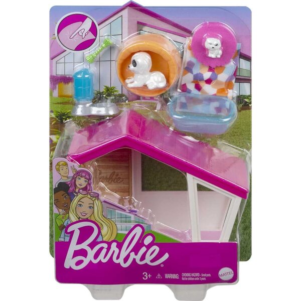 Barbie Mini Gioco con 2 Cuccioli, Casetta e Accessori - Età 3-7 Anni
