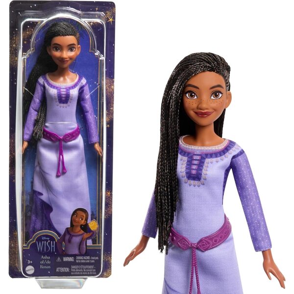 Mattel Disney Wish Asha von Rosas Modepuppe mit Naturhaar und abnehmbarer Kleidung