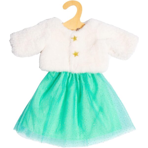 Heless Bambolekleid Yuki weiß und türkis mit Glitzertülljacke und Rock 28-35 cm