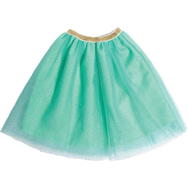 Heless Bambolekleid Yuki weiß und türkis mit Glitzertülljacke und Rock 28-35 cm