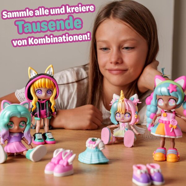 Animakii-Puppenset mit Einhorn und Fledermaus: über 32 Kombinationen, ab 5 Jahren, kreativ und anpassbar