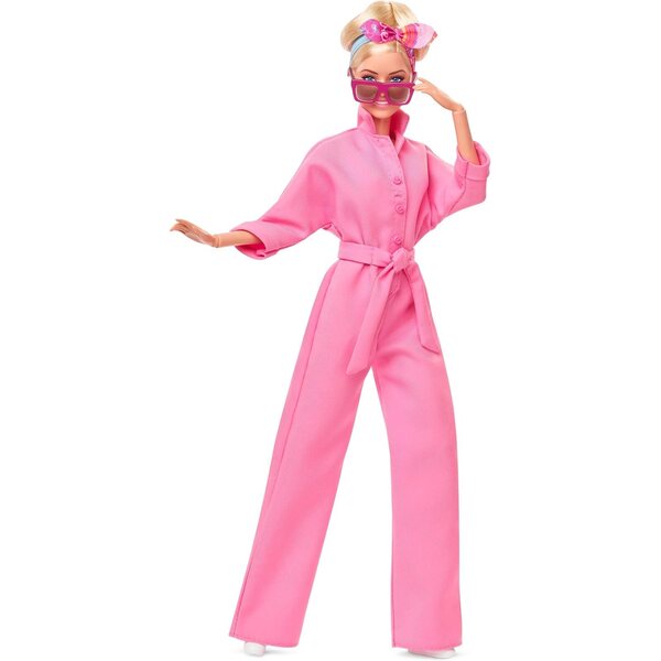 Barbie The Movie Margot Robbie Puppe mit rosa Overall und Original-Accessoires