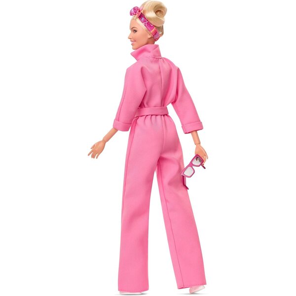 Barbie The Movie Margot Robbie Puppe mit rosa Overall und Original-Accessoires