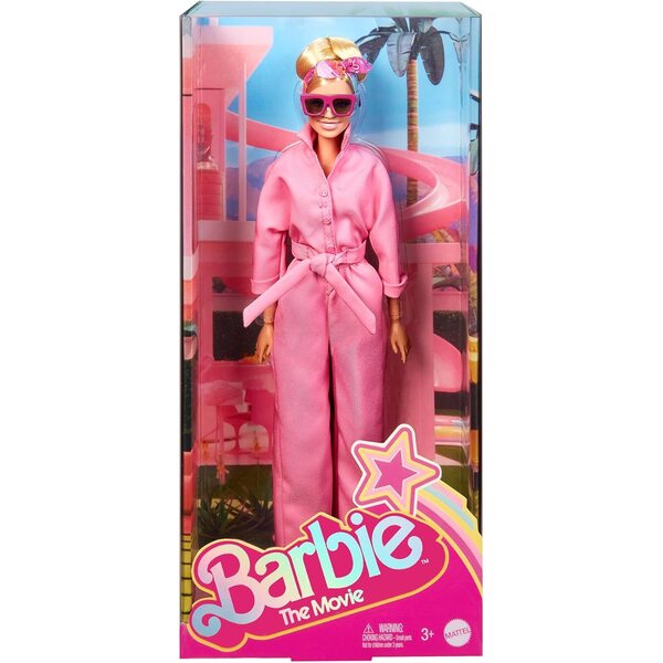 Barbie The Movie Margot Robbie Puppe mit rosa Overall und Original-Accessoires