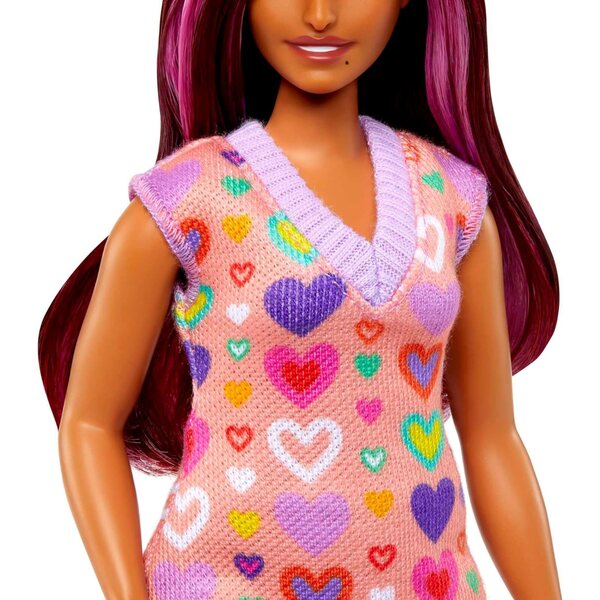 Barbie Fashionistas #207 mit rosa Pullover, Herzbrille und Plateauschuhen