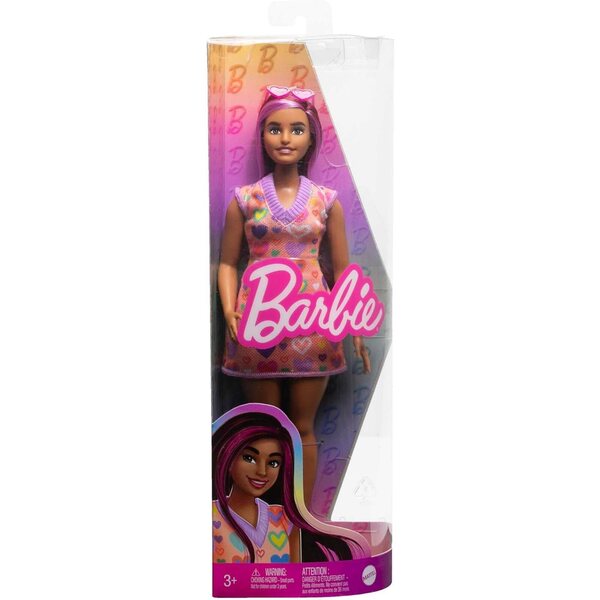 Barbie Fashionistas #207 mit rosa Pullover, Herzbrille und Plateauschuhen