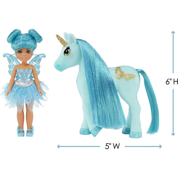 Dream Bella Sea Glass - Piccolo Unicorno Magico Blu con Spazzola per Manto 14 cm