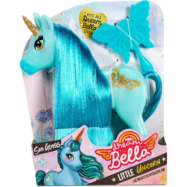 Dream Bella Sea Glass - Piccolo Unicorno Magico Blu con Spazzola per Manto 14 cm