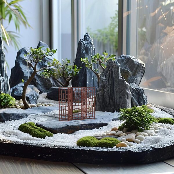 1:20 Miniatur-Chinesischer Paravent für Puppenhaus, elegante Kunststoffdekoration