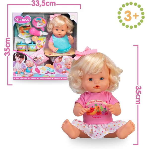 Nenuco Prima Pappa 35 cm Puppe mit Zubehör für die erste Mahlzeit, ideal ab 3 Jahren