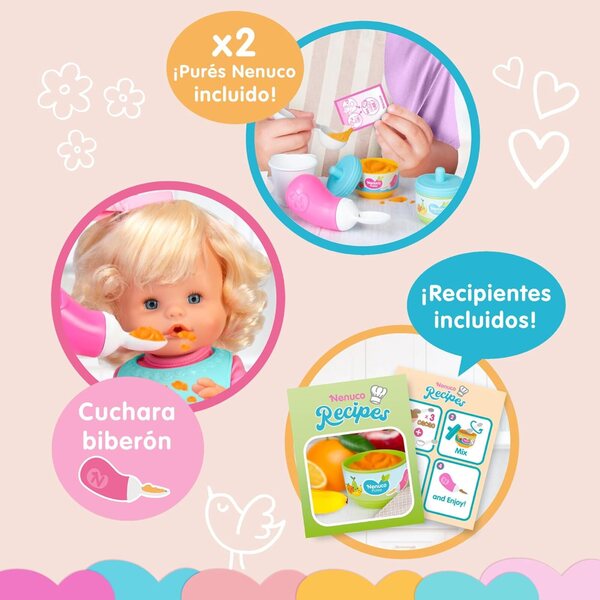 Nenuco Prima Pappa 35 cm Puppe mit Zubehör für die erste Mahlzeit, ideal ab 3 Jahren
