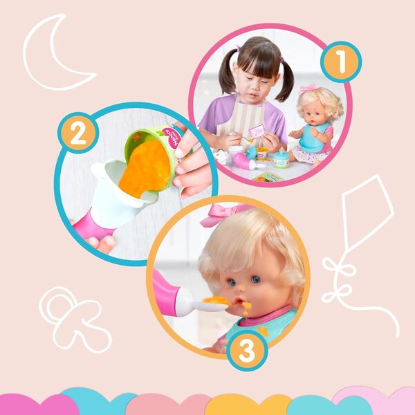 Nenuco Prima Pappa 35 cm Puppe mit Zubehör für die erste Mahlzeit, ideal ab 3 Jahren