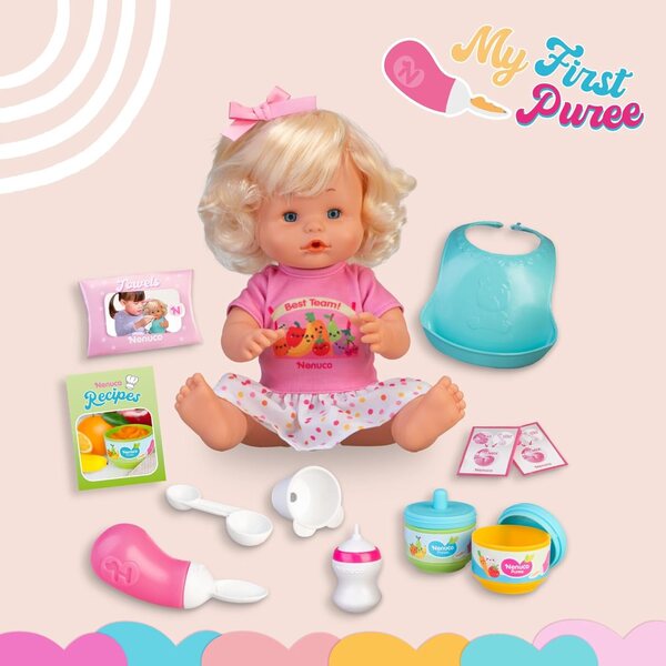 Nenuco Prima Pappa 35 cm Puppe mit Zubehör für die erste Mahlzeit, ideal ab 3 Jahren
