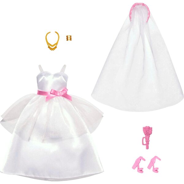 Barbie Fashion-Pack Set Abito da Sposa con Accessori per Bambole Barbie e Ken