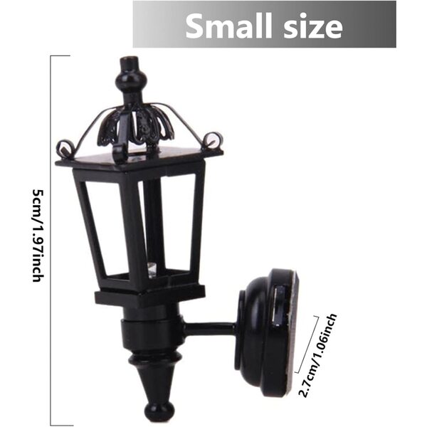 Vintage Metall-Wandlampe für 1/12 Puppenhaus, batteriebetrieben