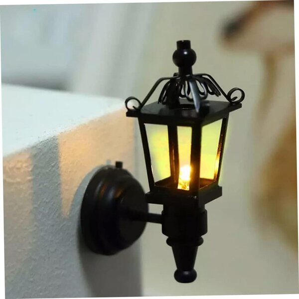 Vintage Metall-Wandlampe für 1/12 Puppenhaus, batteriebetrieben