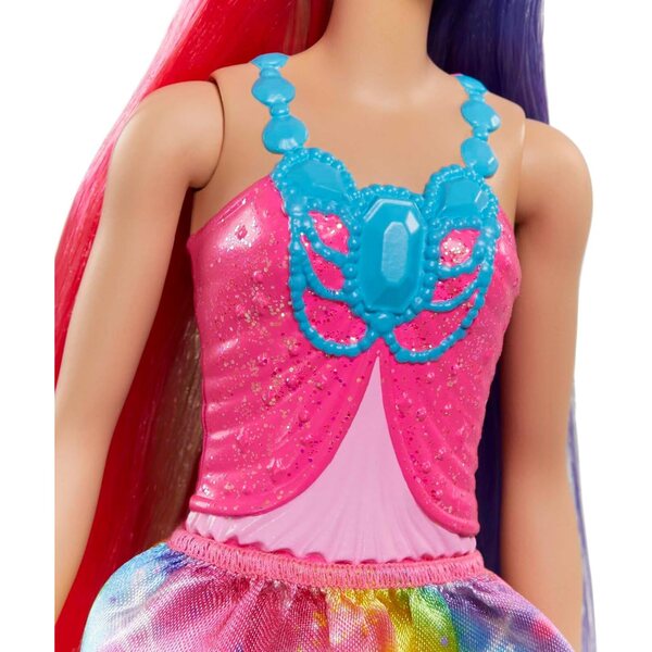 Barbie Dreamtopia Regenbogenkönigin mit langen Haaren und Styling-Zubehör