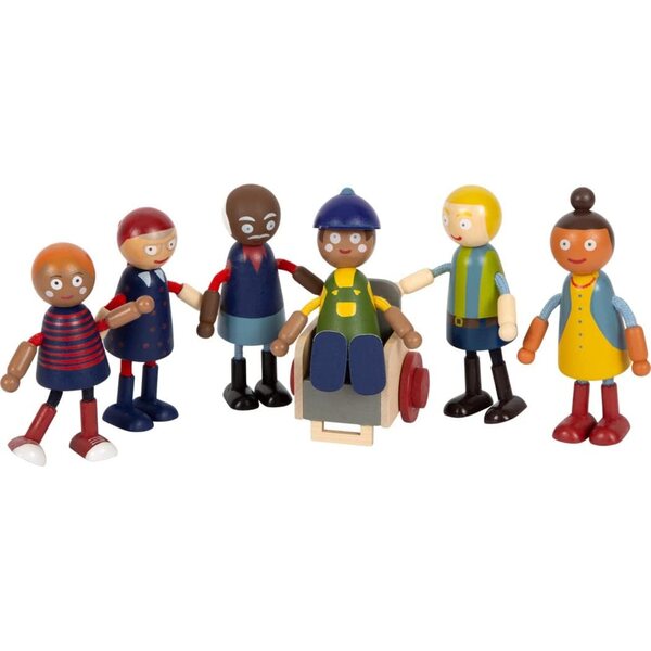 small foot Family of Diversity Klapppuppen aus Holz mit Kinderwagen und Zubehör