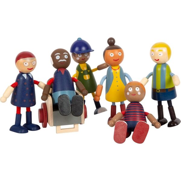 small foot Family of Diversity Klapppuppen aus Holz mit Kinderwagen und Zubehör