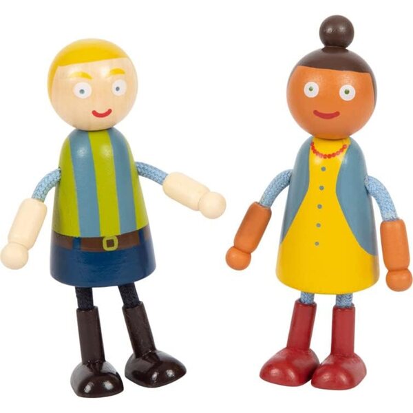 small foot Family of Diversity Klapppuppen aus Holz mit Kinderwagen und Zubehör