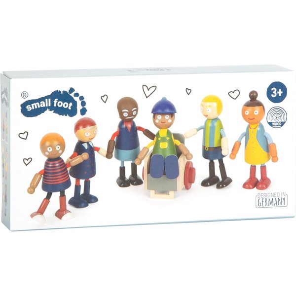 small foot Family of Diversity Klapppuppen aus Holz mit Kinderwagen und Zubehör