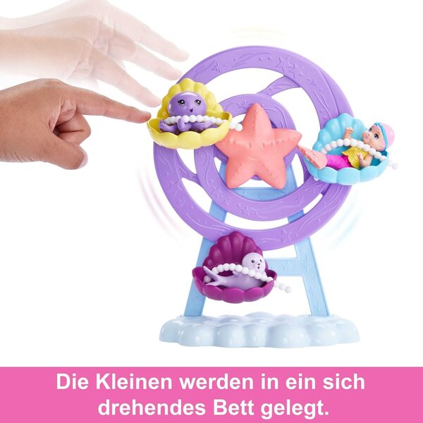 Set mit 2 Barbie Dreamtopia Kleine Meerjungfrau-Puppen mit lila Haaren und rosa Schwanz, ab 3 Jahren