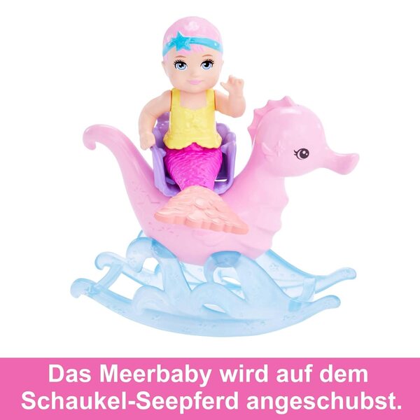 Set mit 2 Barbie Dreamtopia Kleine Meerjungfrau-Puppen mit lila Haaren und rosa Schwanz, ab 3 Jahren