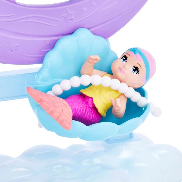Set mit 2 Barbie Dreamtopia Kleine Meerjungfrau-Puppen mit lila Haaren und rosa Schwanz, ab 3 Jahren
