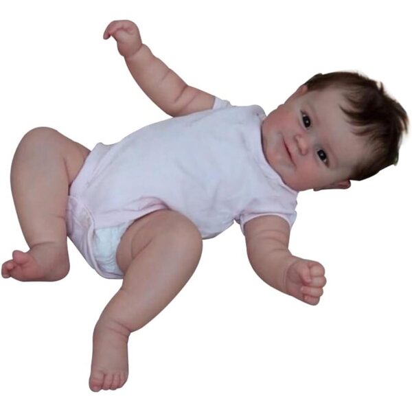 Lonian Reborn babypop 50 cm in zachte siliconen met bruine ogen en accessoires