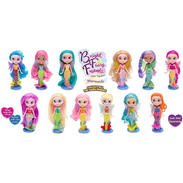 Bright Fairy Friends Puppe Meerjungfrau 17 cm mit farbwechselnden Flügeln für Kinder