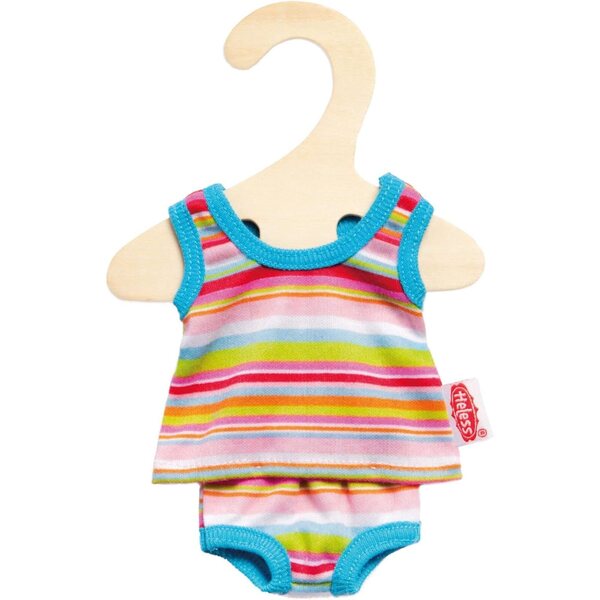 Heless Unterwäsche-Set für Puppen 20–25 cm mit blau oder rosa gestreifter Weste und Slip